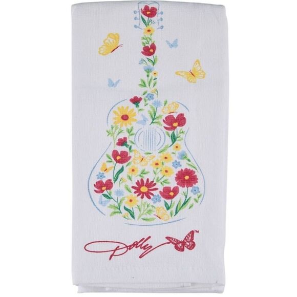 Dolly Parton Kitchen Floral Guitar & Sweet Tea Print Kitchen Towels - Picture 2 of 9